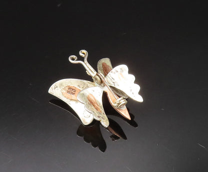 METALES CASADOS 925 Silver  Vintage Two Tone 3D Butterfly Brooch Pin  BP9654
