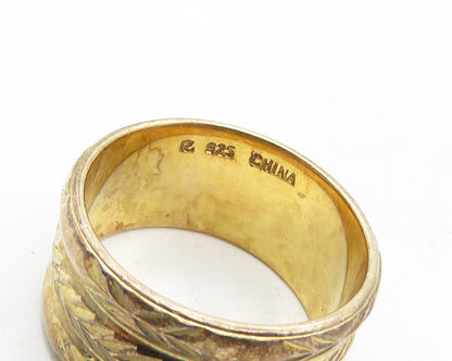 ROSS SIMON 925 Silver  Vintage Etched Arrow Pattern Band Ring Sz 10  RG9895