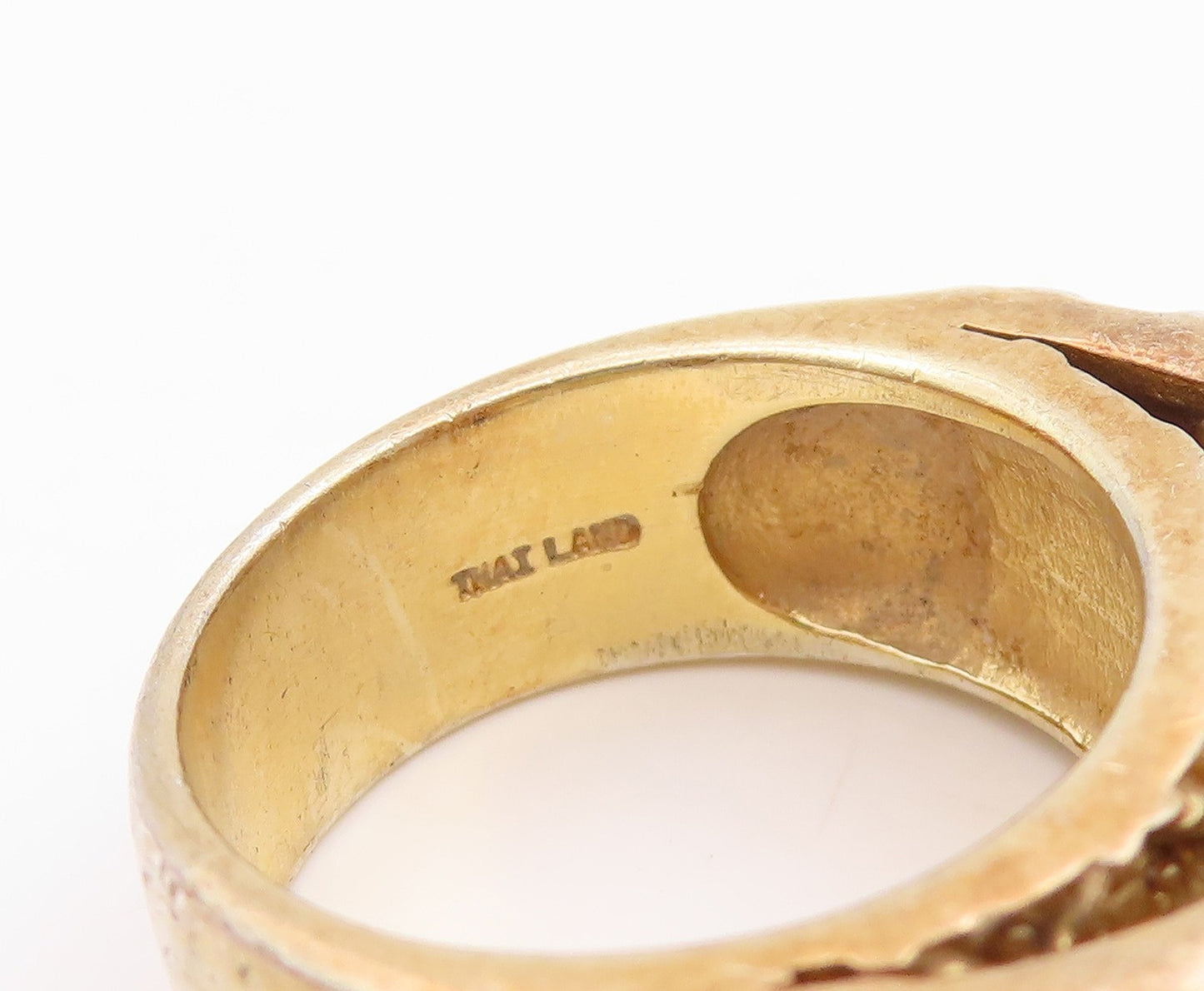 925 Sterling Silver Vintage Ring Gold Plated Round CZ Woven Band  Sz 7  RG35912
