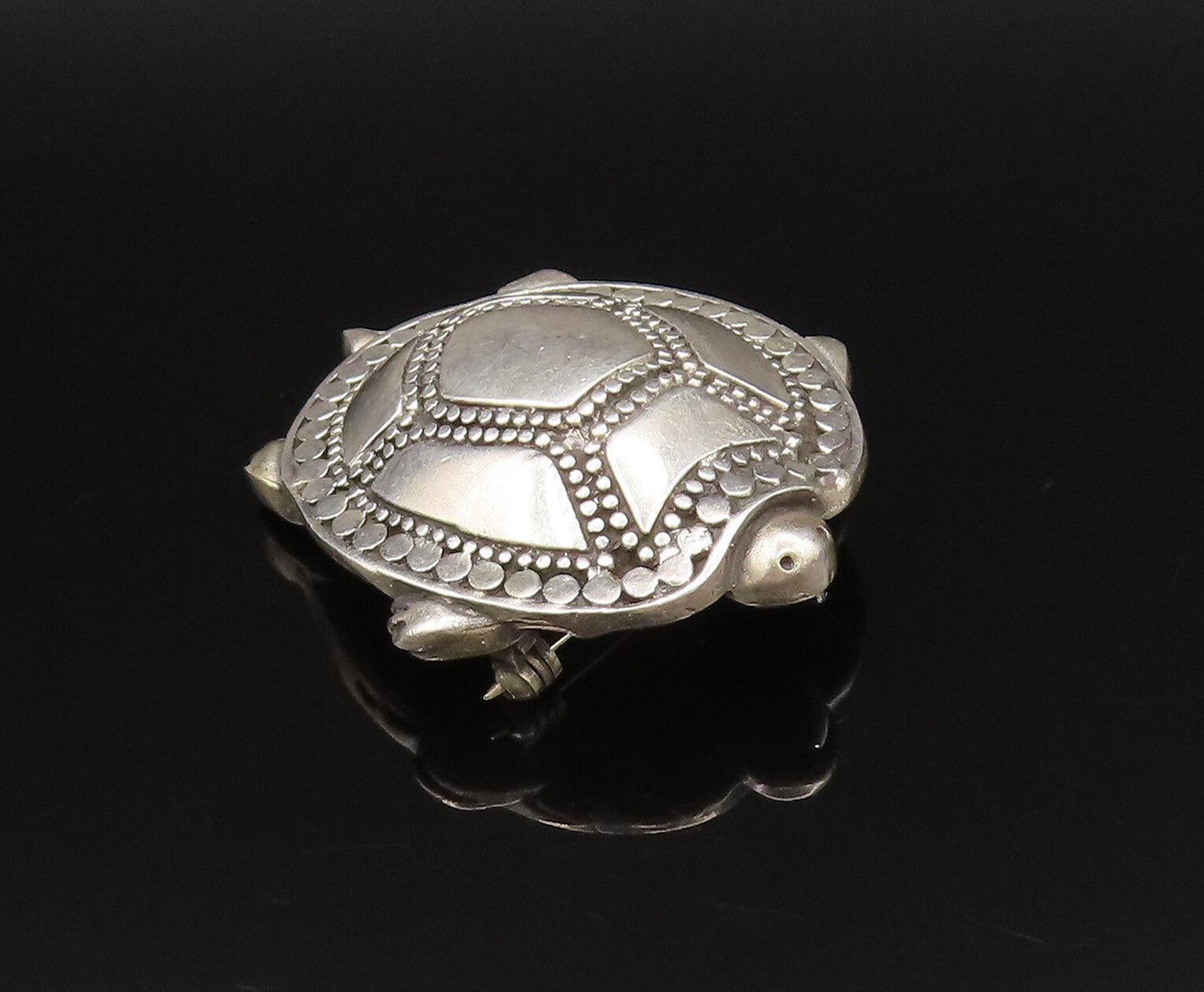 JRI MEXICO 925 Silver  Vintage Dotted Detail Shell Turtle Brooch Pin  BP9992