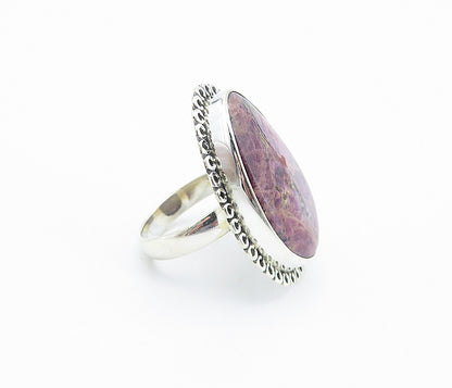 925 Sterling Silver  Purple Jasper Tear Drop Swirl Cocktail Ring Sz 8  RG8146