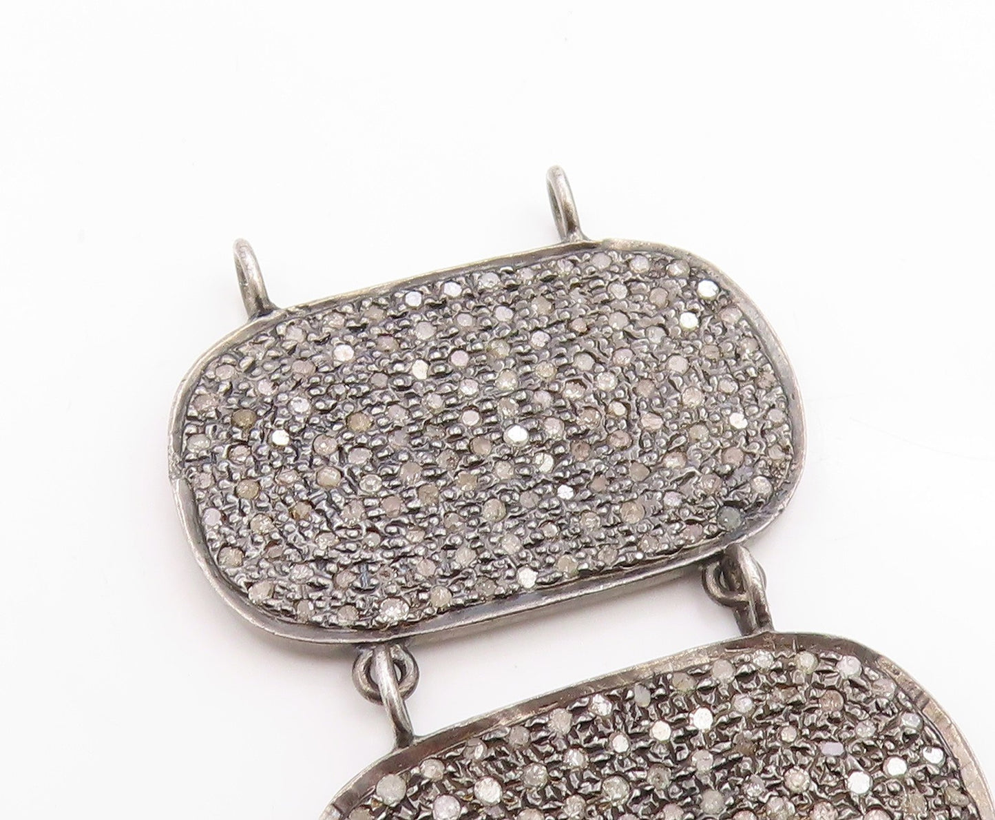 925 Sterling Silver Vintage Pendant Real 1ct Diamonds Chain Tassel  PT26202