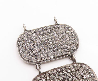 925 Sterling Silver Vintage Pendant Real 1ct Diamonds Chain Tassel  PT26202