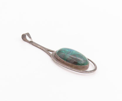 925 Sterling Silver Vintage Pendant ISRAEL Antique Oval Turquoise   PT24546