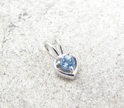 925 Sterling Silver  Blue Topaz Love Heart Slider Pendant  PT1169