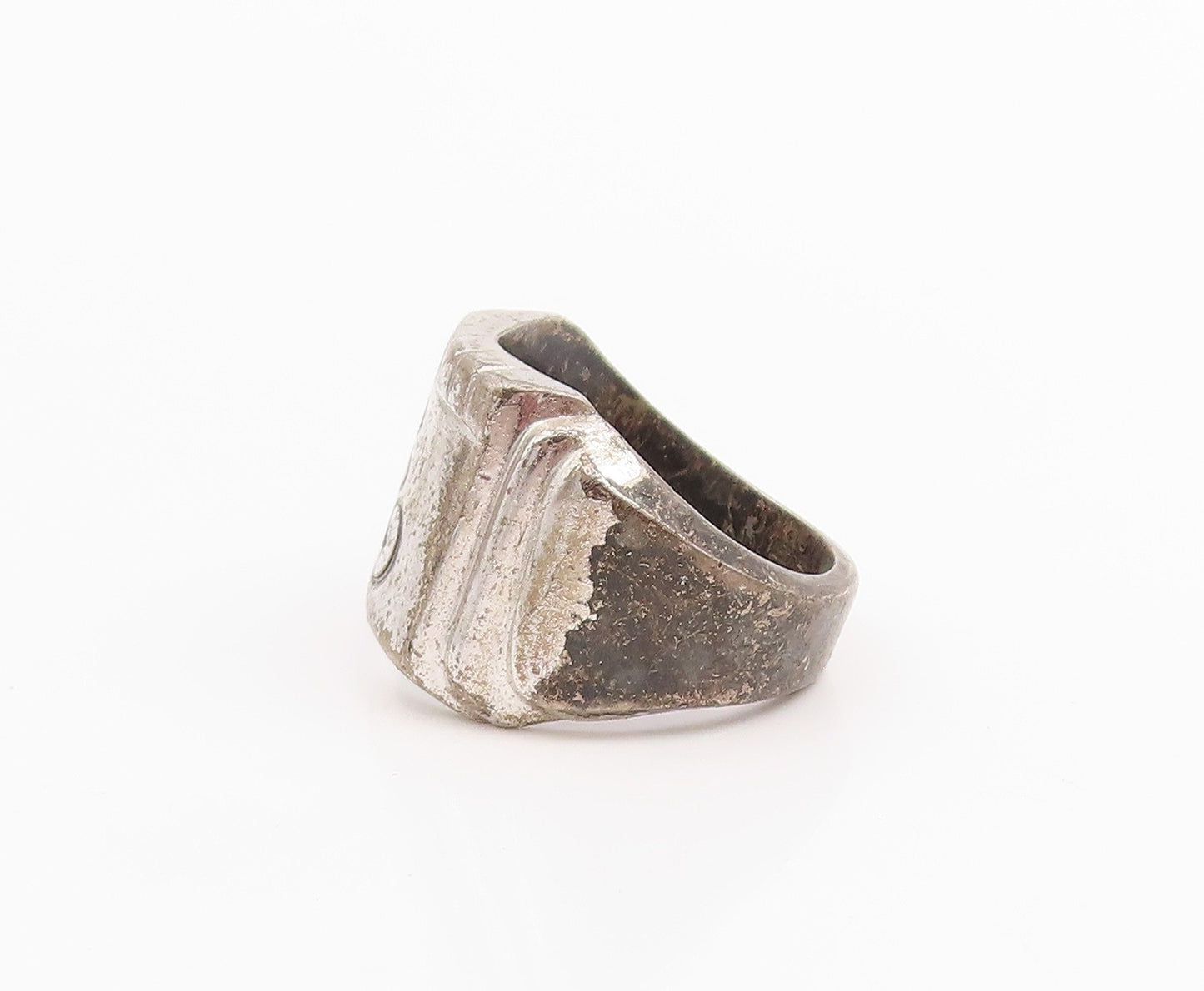 925 Sterling Silver Vintage Ring ESPO Calligraphed Letter E Band Sz 7 RG33766