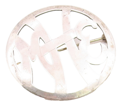 925 Sterling Silver  Vintage Handmade MHE Initials Cutout Brooch Pin  BP5108