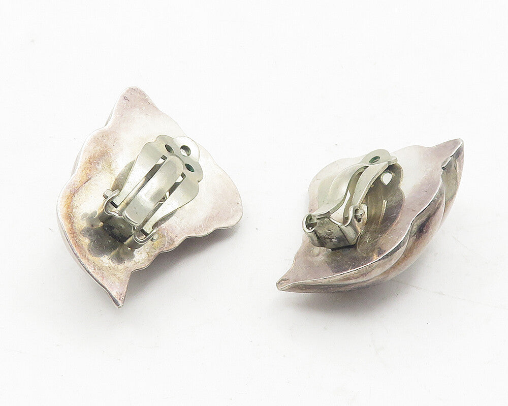 MEXICO 925 Sterling Silver  Vintage Modernist Non Pierce Earrings  EG6036