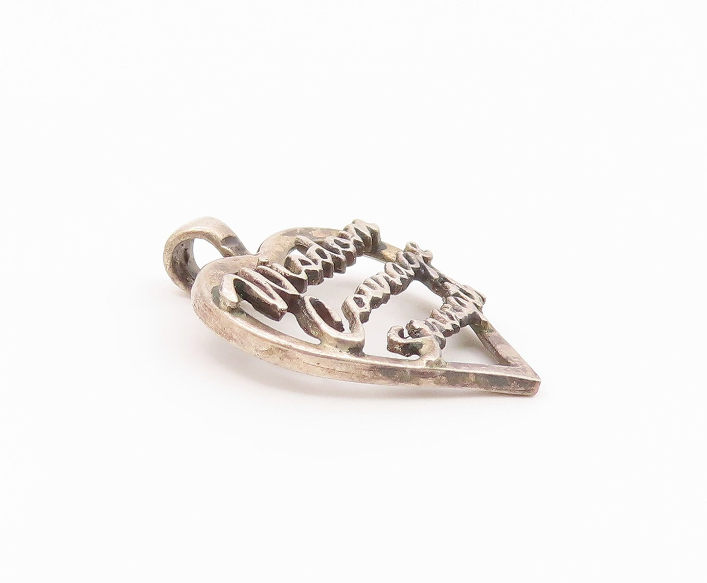 925 Silver  Vintage Wisdom Courage & Strength Love Heart Pendant  PT20733