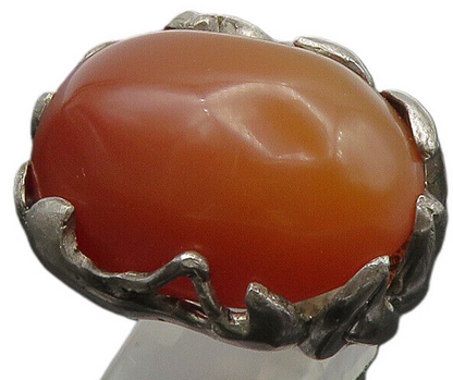 925 Sterling Silver  Vintage Carnelian Sculpted Cocktail Ring Sz 5.5  RG22082