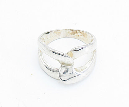 925 Sterling Silver  Shiny Smooth Interlocked Design Band Ring Sz 7  RG5938