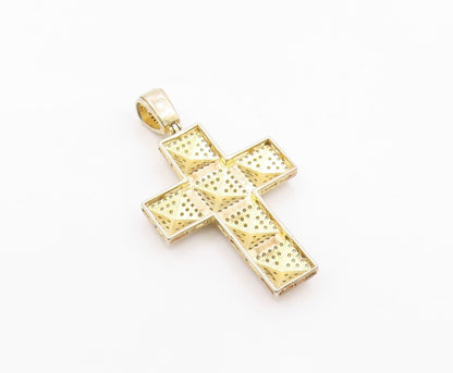 925 Sterling Silver  Vintage Cubic Zirconia Religious Cross Pendant  PT18899
