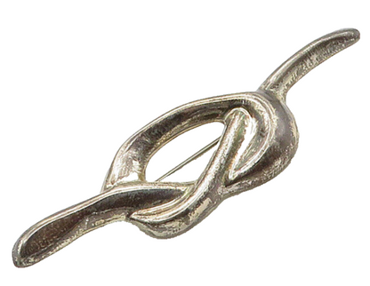 MEXICO 925 Sterling Silver  Vintage Pretzel Twist Knot Brooch Pin  BP6383