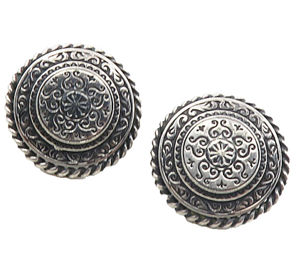 CARL ART 925 Silver  Vintage Swirl Pattern Non Pierce Screw Earrings  EG4870