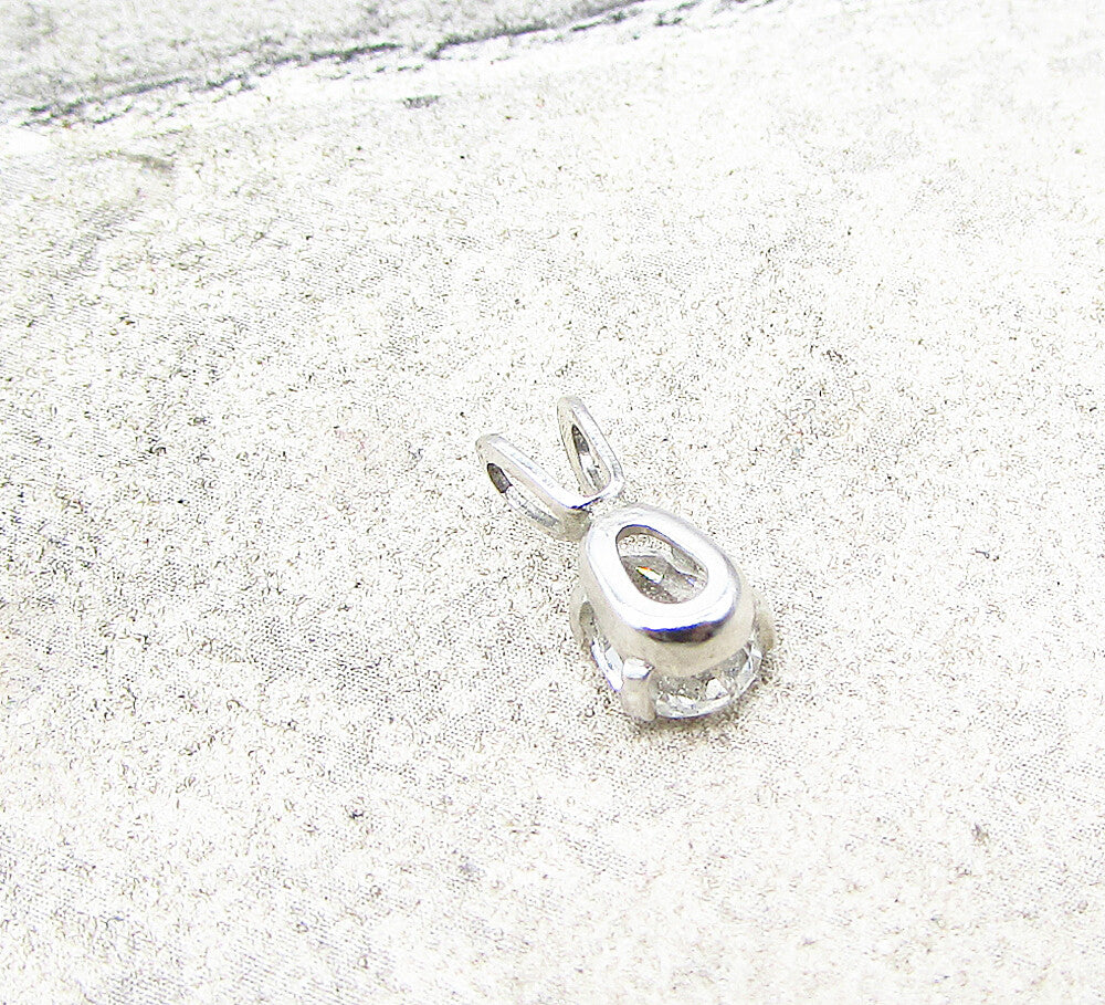 925 Sterling Silver  White Cubic Zirconia Tear Drop Slider Pendant  PT1768