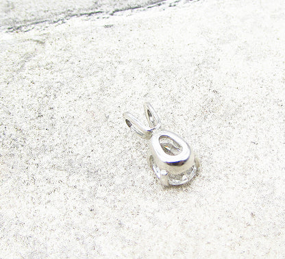 925 Sterling Silver  White Cubic Zirconia Tear Drop Slider Pendant  PT1768