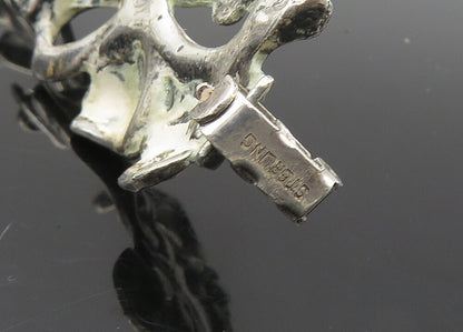 925 Sterling Silver  Vintage Floral Bow Tied Ribbon Chain Bracelet  BT8333