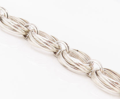 925 Sterling Silver Vintage Bracelet Solid Multi Rings Stack Linked  BT10420