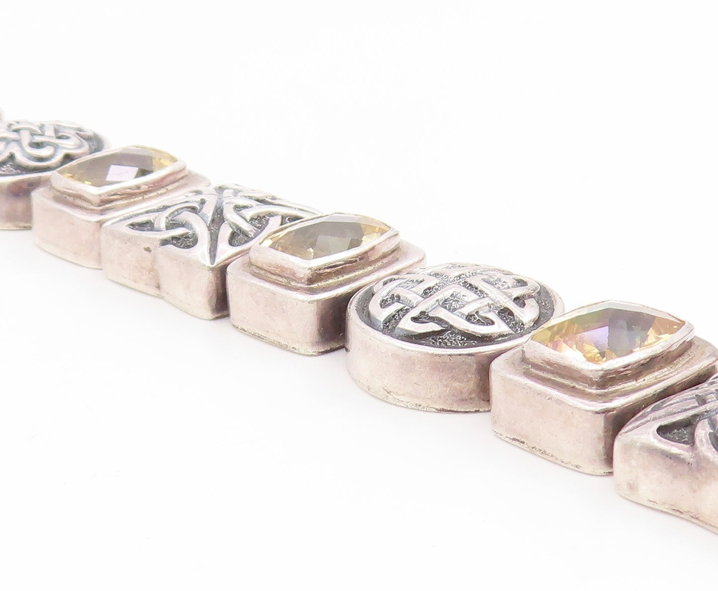 925 Sterling Silver Vintage Bracelet DEBORAH ARMSTRONG Citrine Chain  BT11935