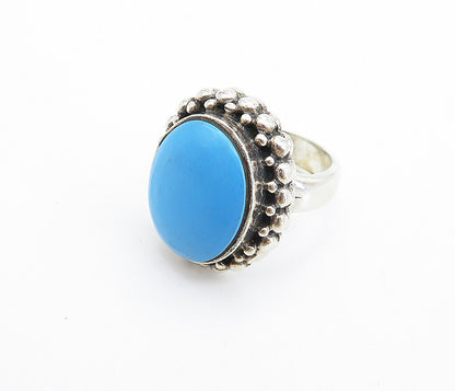 925 Sterling Silver  Vintage Turquoise Bubble Cocktail Ring Sz 6.5  RG7553