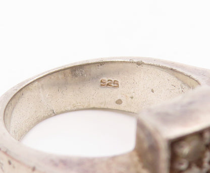 925 Sterling Silver Vintage Ring Round CZ Religious Cross Band  Sz 9.5  RG34336