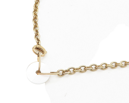 GUESS 925 Sterling Silver White Onyx Shiny Gold Plated Chain Necklace NE2930