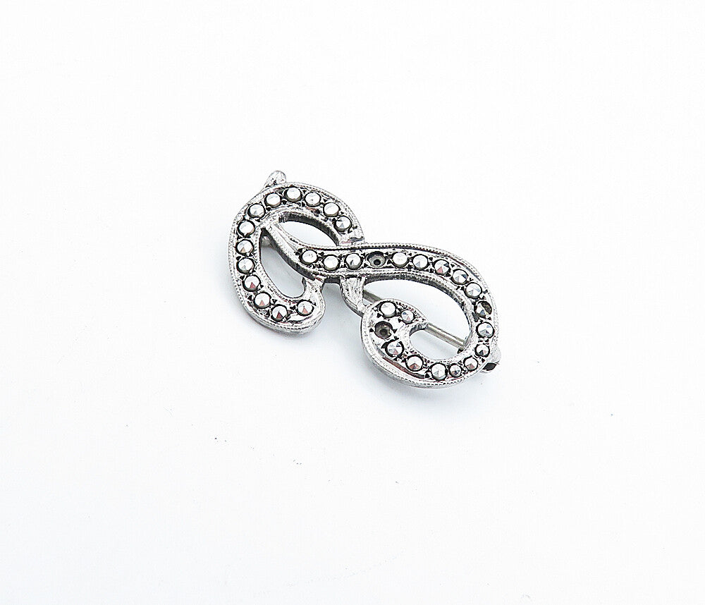 925 Sterling Silver  Vintage Petite Sparkling P Initial Brooch Pin  BP1104