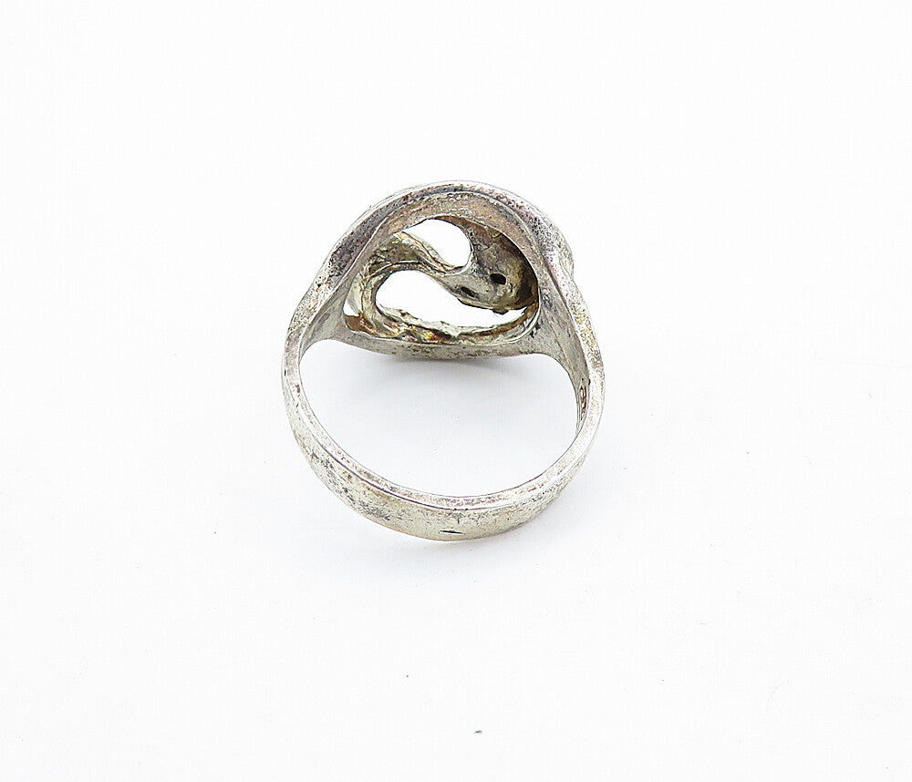 925 Sterling Silver  Vintage Shiny Etched Swirl Design Band Ring Sz 7  RG4748