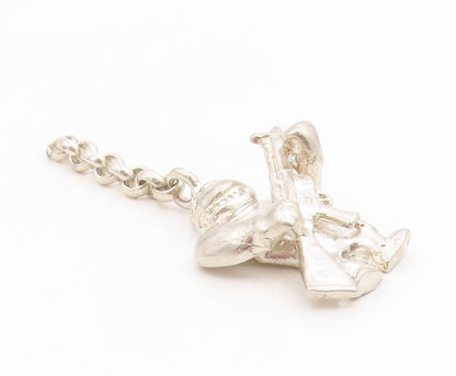 925 Sterling Silver Vintage Pendant Modernist Gorilla With Gun Charm  PT25929