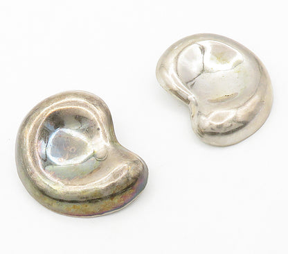 MEXICO 925 Silver  Vintage Shiny Smooth Hollow Non Pierce Earrings  EG8055