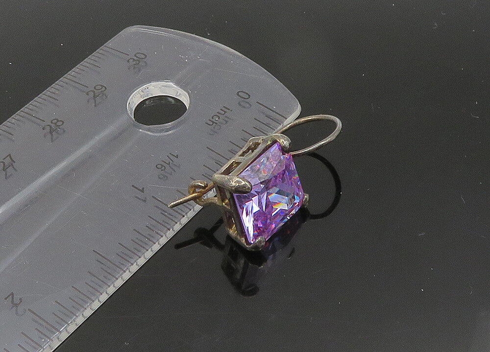 925 Sterling Silver  Vintage Purple Cubic Zirconia Drop Earrings  EG10760
