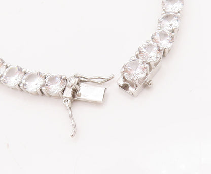925 Sterling Silver Vintage Bracelet Round Cut Link CZ Tennis Bracelet  BT10313