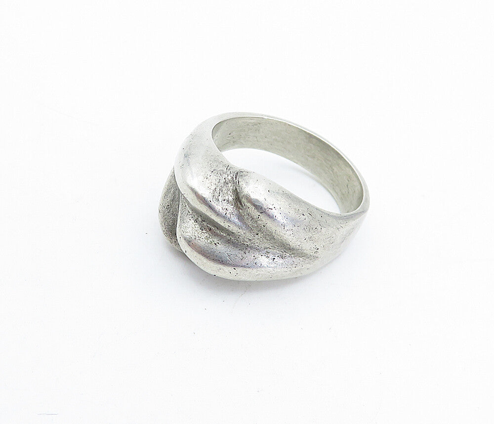 MEXICO 925 Sterling Silver  Vintage Sculpted Dome Band Ring Sz 10  RG3853