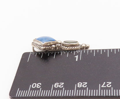 925 Sterling Silver Vintage Pendant Antique Gemstone & Peridot Roped  PT24455