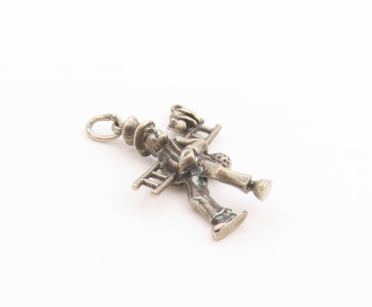 925 Sterling Silver Vintage Pendant German Lucky Chimney Sweep with Cat  PT24890