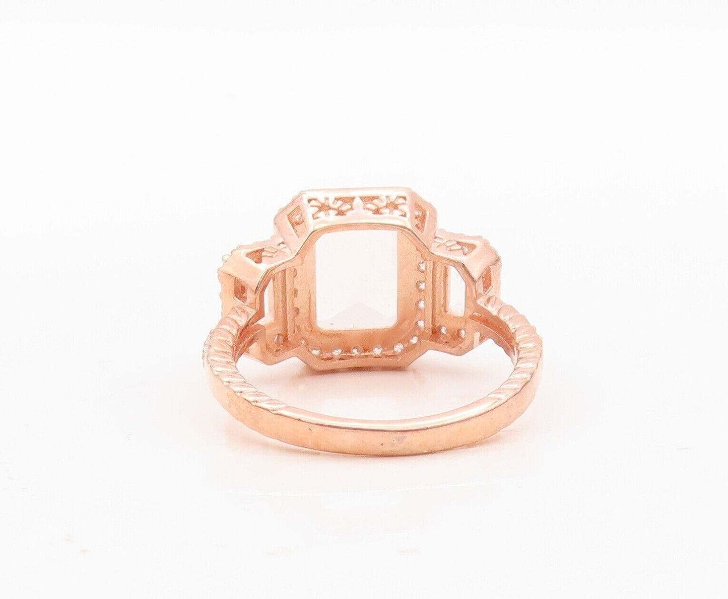 925 Sterling Silver Vintage Ring Rose Gold Plated Morganite & Topaz Sz 7 RG30382