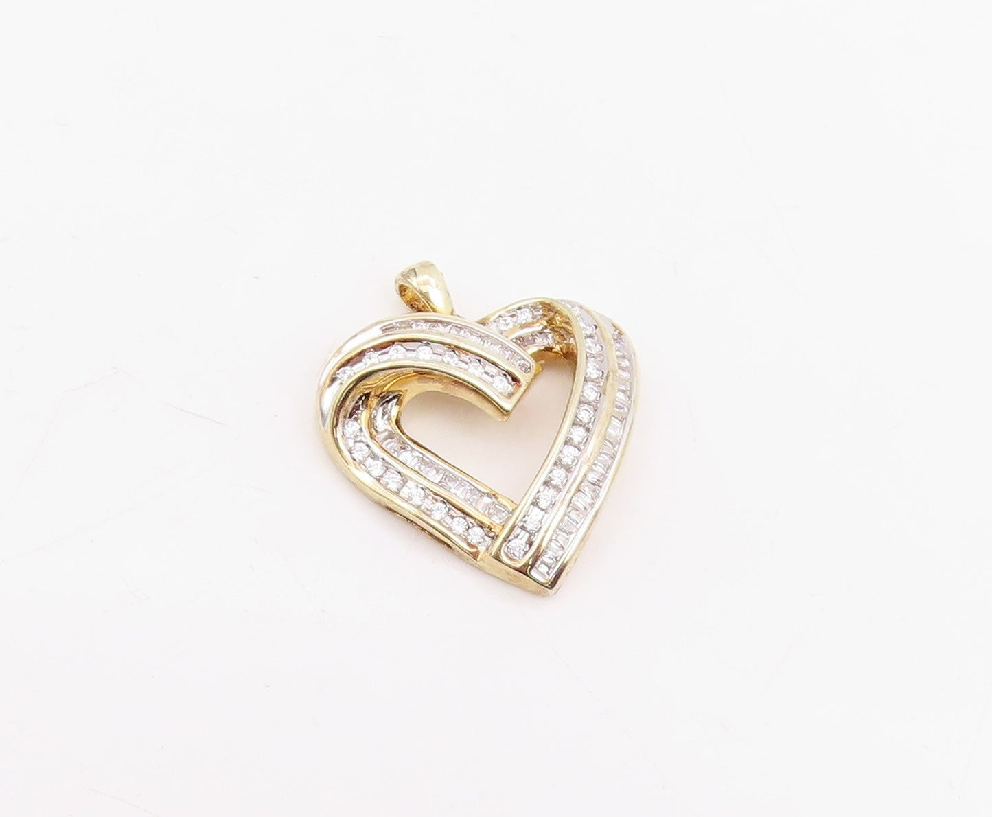 925 Sterling Silver Vintage Pendant Gold Plated Real Diamonds Love Heart PT25855