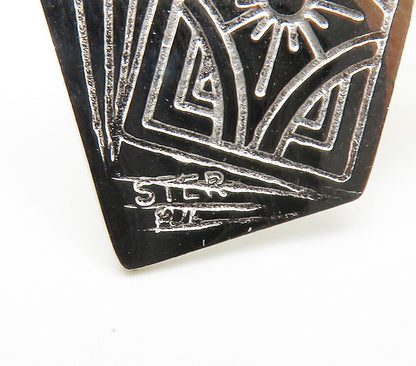 925 Sterling Silver  Vintage Shiny Etched Playing Cards Motif Pendant  PT11693