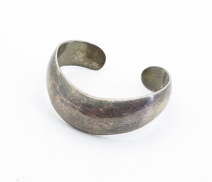 LOS BALLESTEROS 925 Silver  Vintage Oxidized Smooth Wavy Cuff Bracelet  BT2771