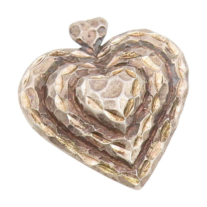 925 Sterling Silver Vintage Pendant Classic Hammered Love Heart Charm  PT25888