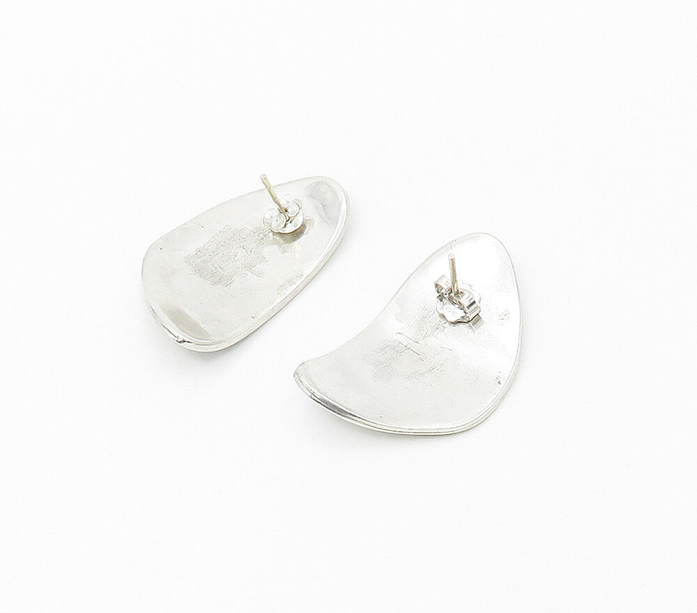 925 Sterling Silver  Vintage Oxidized Modernist Design Drop Earrings  EG8713