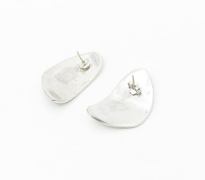 925 Sterling Silver  Vintage Oxidized Modernist Design Drop Earrings  EG8713