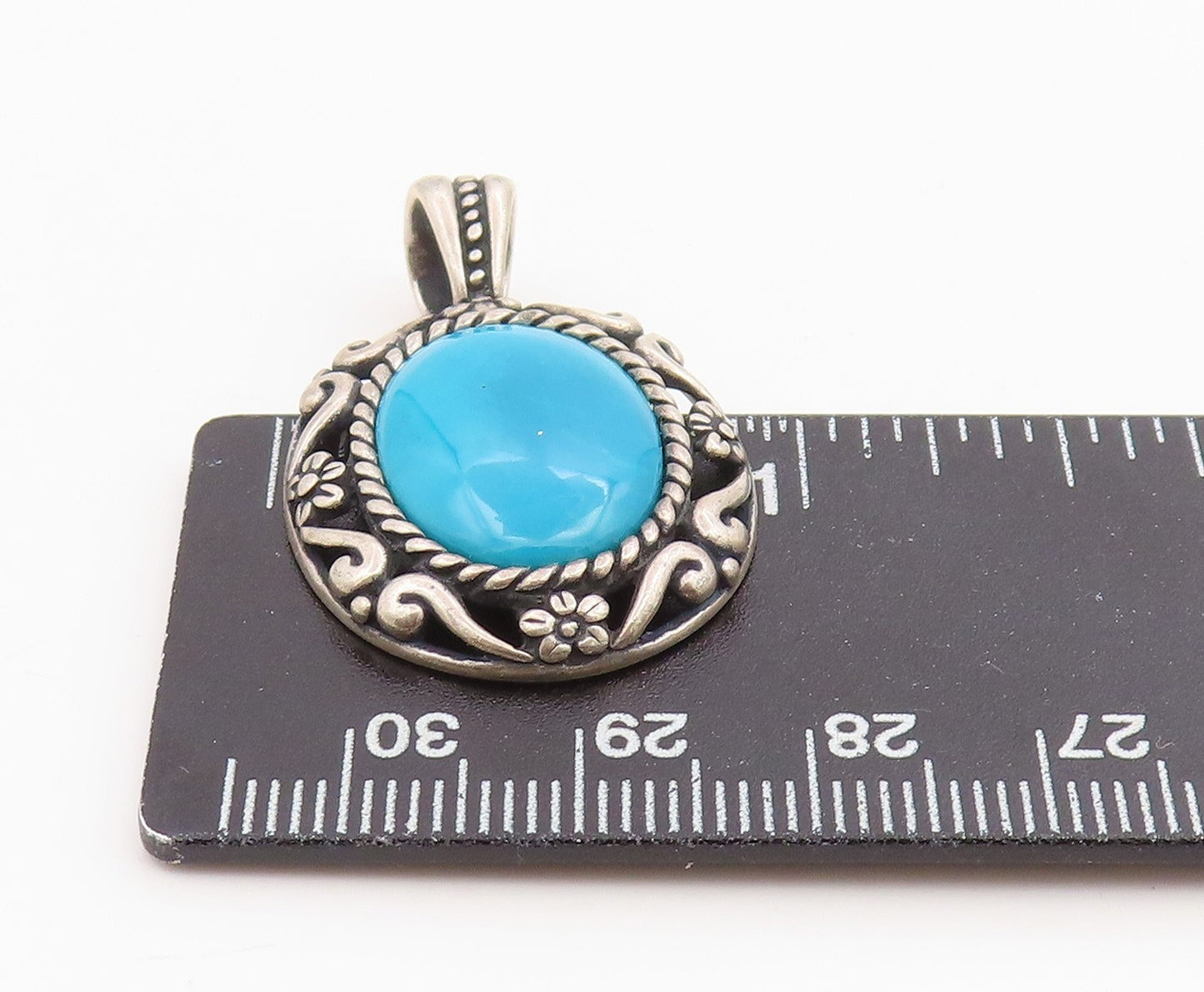 925 Sterling Silver Vintage Pendant CAROLYN POLLACK Turquoise Charm  PT26184