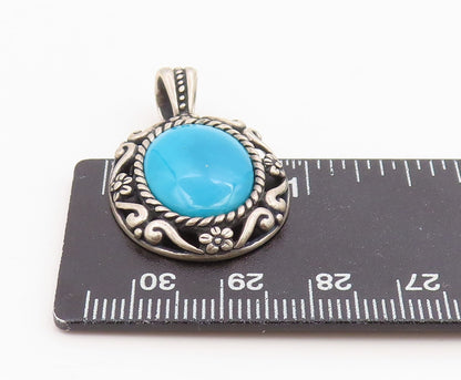 925 Sterling Silver Vintage Pendant CAROLYN POLLACK Turquoise Charm  PT26184