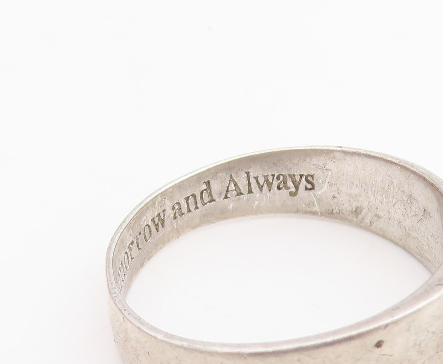 925 Sterling Silver Vintage Ring Real Diamonds Engraved Band  Sz 13.5  RG34800