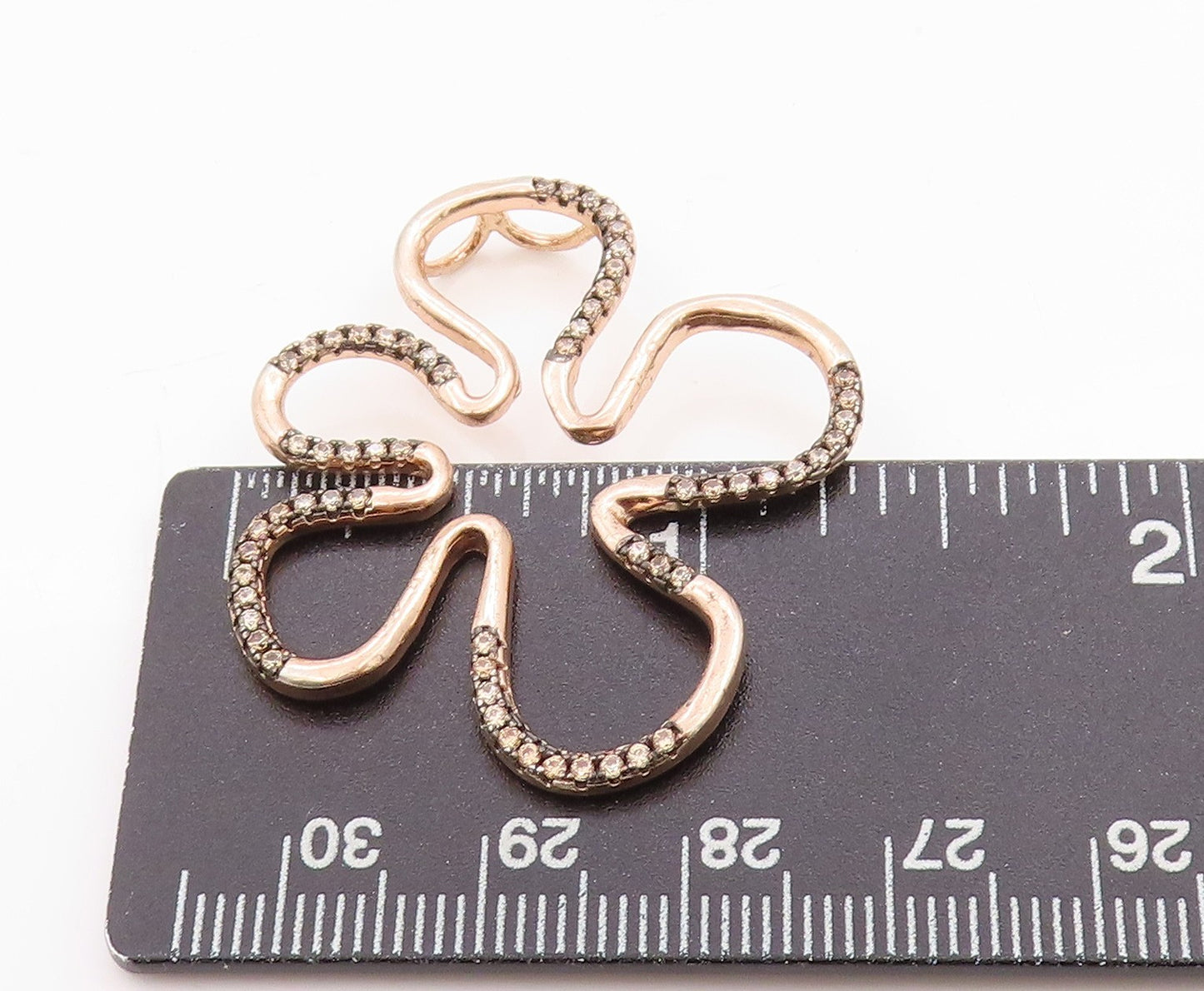 925 Sterling Silver Vintage Pendant Gold Plated Brutalist Cut CZ Flower  PT24607