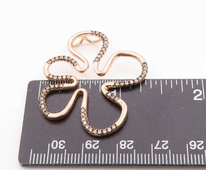 925 Sterling Silver Vintage Pendant Gold Plated Brutalist Cut CZ Flower  PT24607