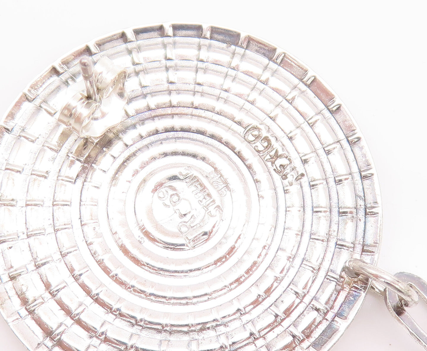 925 Sterling Silver Vintage Earrings MEXICO Solid Dart Board & Dangles EG12869