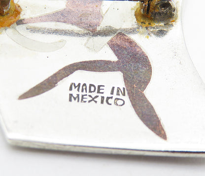 MEXICO 925 Sterling Silver  Vintage 2 Tone Warrior Figure Brooch Pin  BP2886
