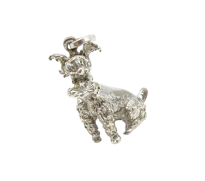 925 Sterling Silver  Vintage Shiny Sculpted Sitting Dog Pendant  PT12000